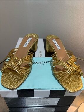 Aquazzura Gold Braided Bougainvilla Slide 30